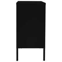 Credenza Nera 75x35x70 cm in Acciaio e Vetro Temperato 336073