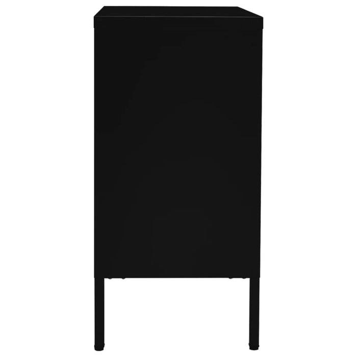 Credenza Nera 75x35x70 cm in Acciaio e Vetro Temperato 336073