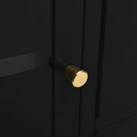 Credenza Nera 75x35x70 cm in Acciaio e Vetro Temperato 336073