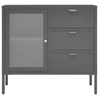 Credenza Antracite 75x35x70 cm in Acciaio e Vetro Temperato 336075