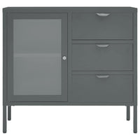 Credenza-Buffet-Armadio da cucina Antracite 75x35x70 cm in Acciaio e Vetro Temperato