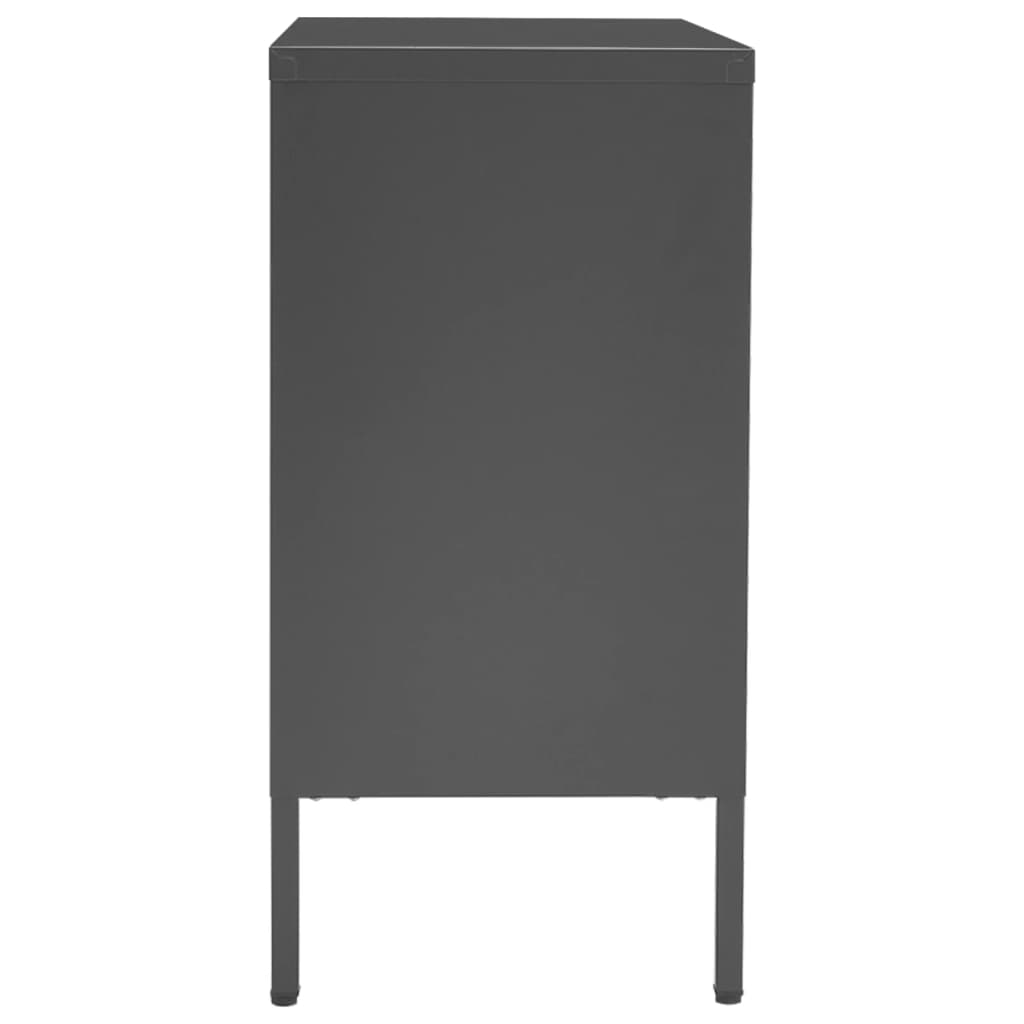 Credenza Antracite 75x35x70 cm in Acciaio e Vetro Temperato 336075