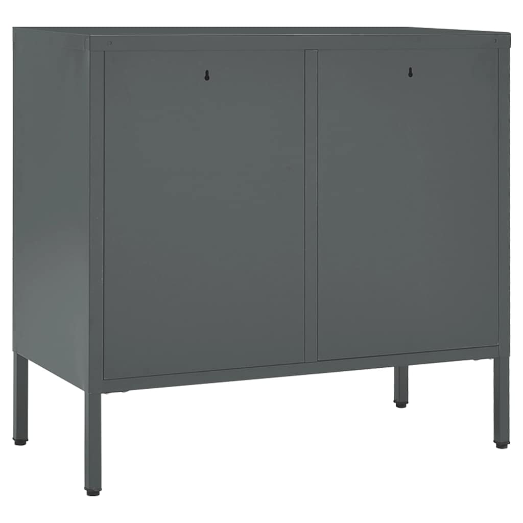 Credenza-Buffet-Armadio da cucina Antracite 75x35x70 cm in Acciaio e Vetro Temperato