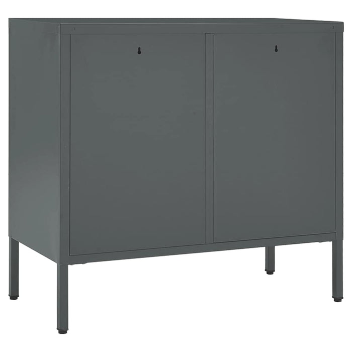 Credenza-Buffet-Armadio da cucina Antracite 75x35x70 cm in Acciaio e Vetro Temperato