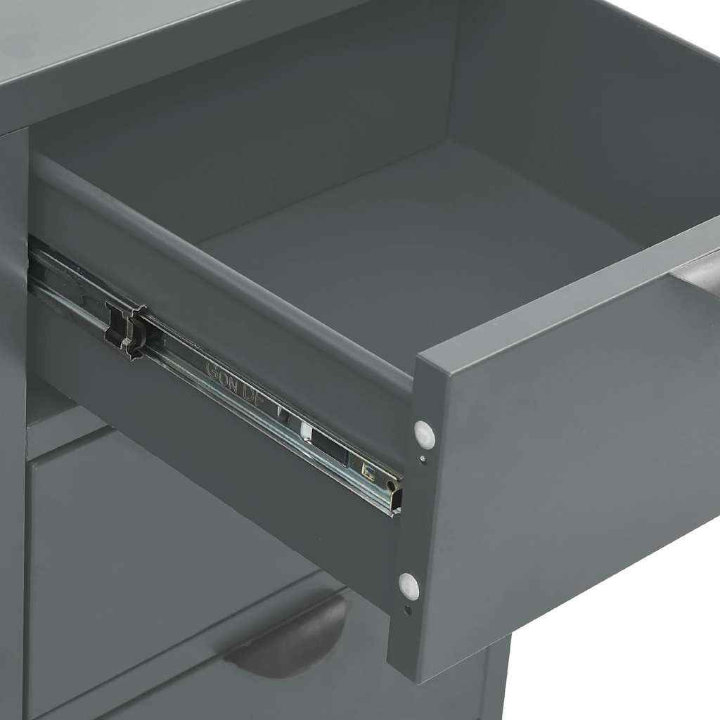 Credenza-Buffet-Armadio da cucina Antracite 75x35x70 cm in Acciaio e Vetro Temperato