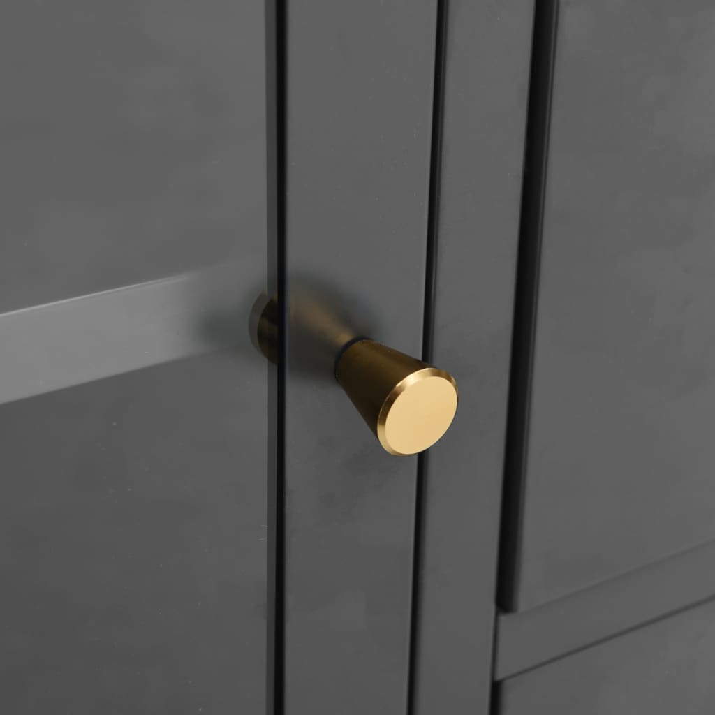 Credenza Antracite 75x35x70 cm in Acciaio e Vetro Temperato 336075