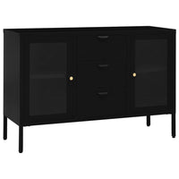 Credenza Nera 105x35x70 cm in Acciaio e Vetro Temperato 336076