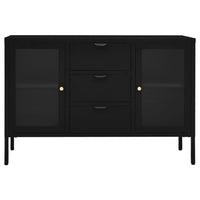 Credenza Nera 105x35x70 cm in Acciaio e Vetro Temperato 336076