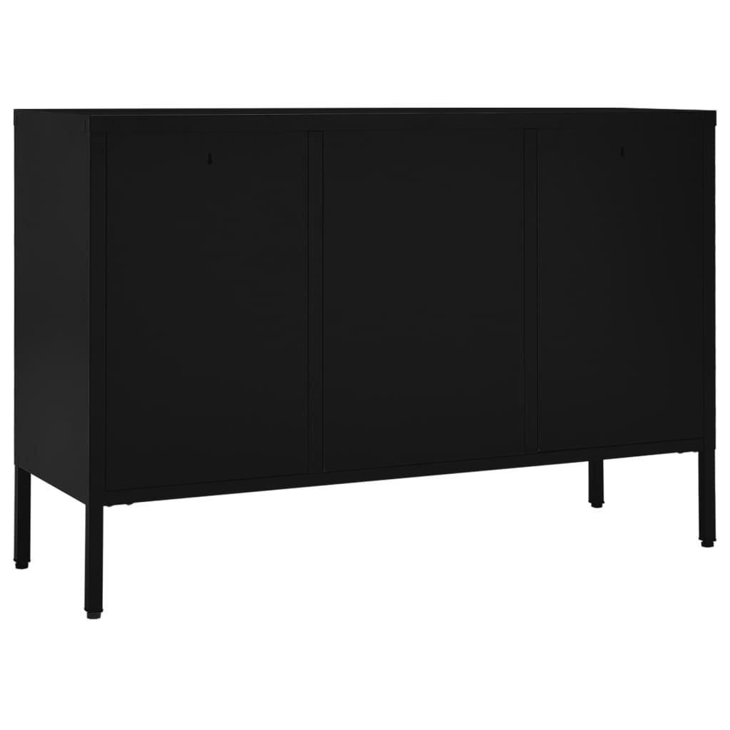 Credenza Nera 105x35x70 cm in Acciaio e Vetro Temperato 336076