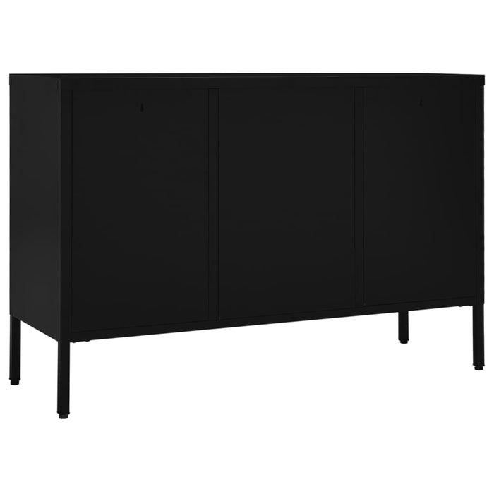 Credenza Nera 105x35x70 cm in Acciaio e Vetro Temperato 336076