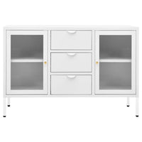 Credenza Bianca 105x35x70 cm in Acciaio e Vetro Temperato 336077