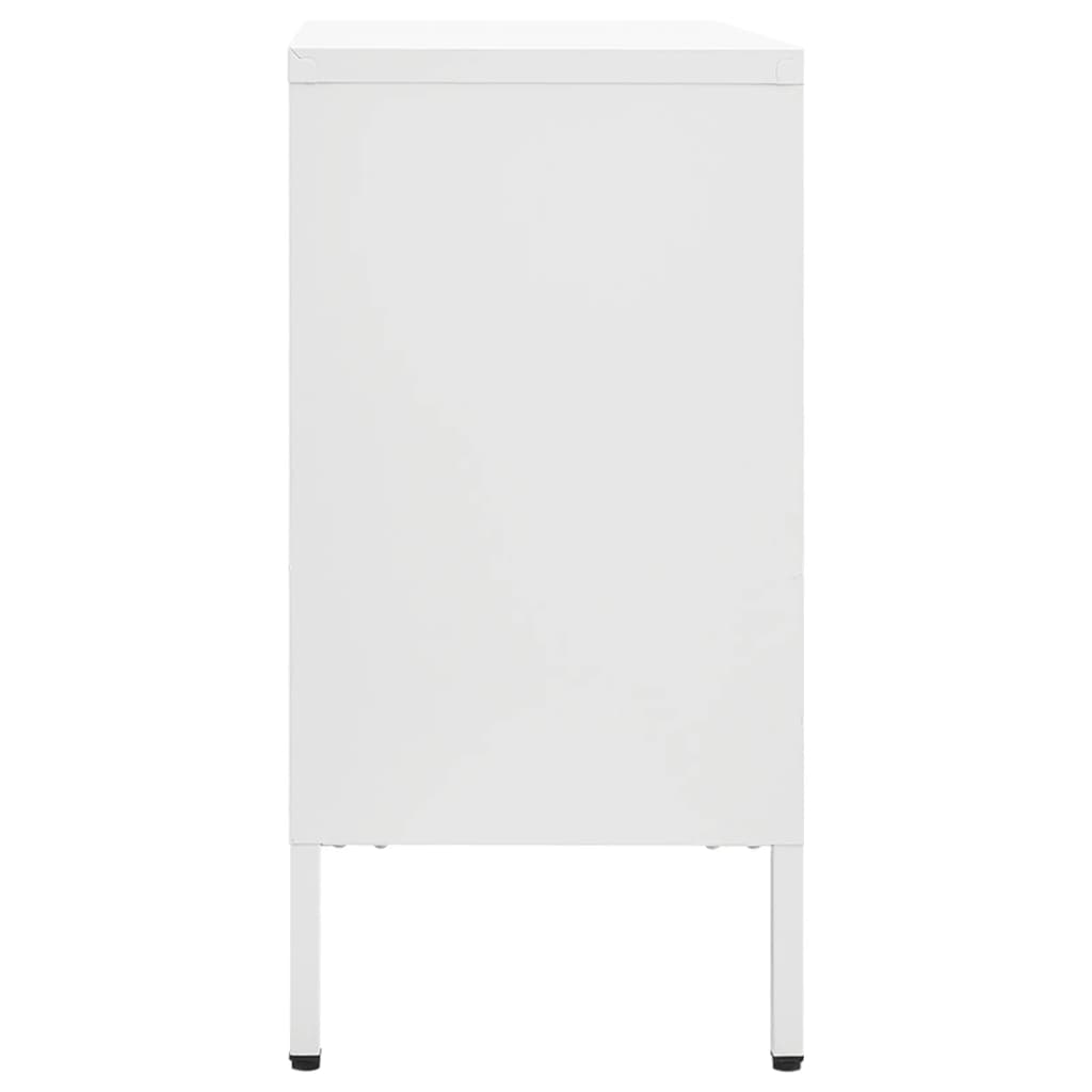 Credenza Bianca 105x35x70 cm in Acciaio e Vetro Temperato 336077