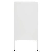 Credenza Bianca 105x35x70 cm in Acciaio e Vetro Temperato 336077