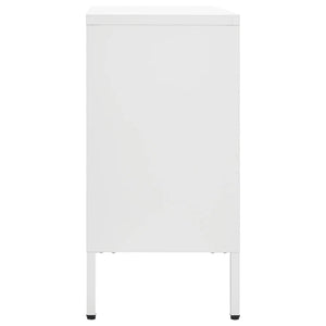 Credenza Bianca 105x35x70 cm in Acciaio e Vetro Temperato 336077
