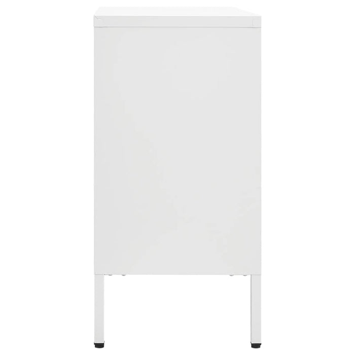 Credenza Bianca 105x35x70 cm in Acciaio e Vetro Temperato 336077