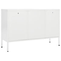 Credenza Bianca 105x35x70 cm in Acciaio e Vetro Temperato 336077