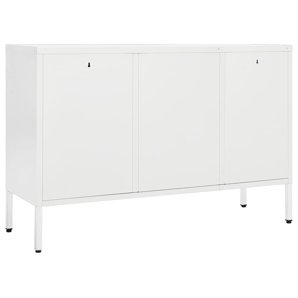 Credenza-Buffet-Armadio da cucina Bianca 105x35x70 cm in Acciaio e Vetro Temperato