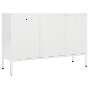 Credenza-Buffet-Armadio da cucina Bianca 105x35x70 cm in Acciaio e Vetro Temperato