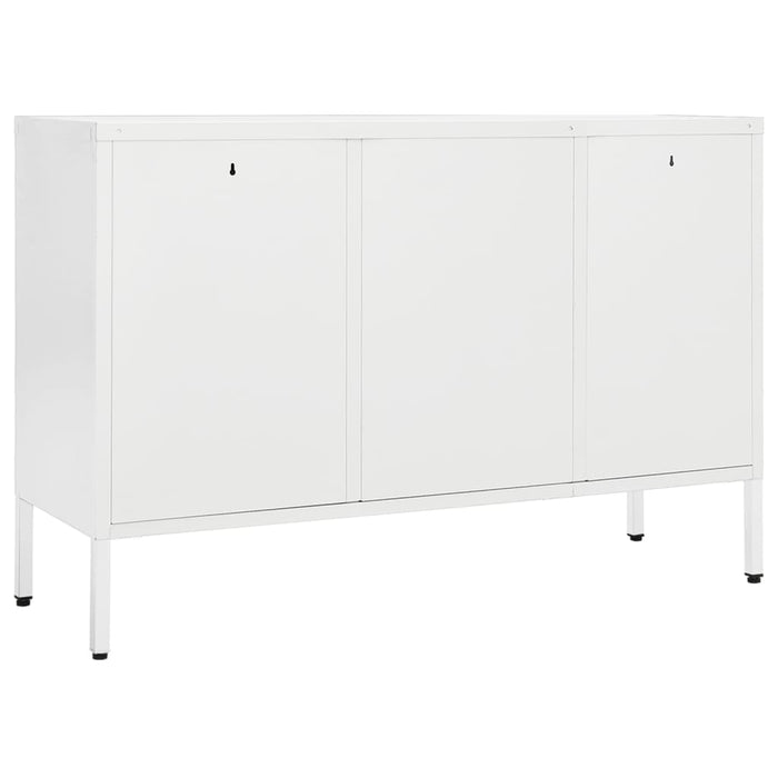 Credenza-Buffet-Armadio da cucina Bianca 105x35x70 cm in Acciaio e Vetro Temperato