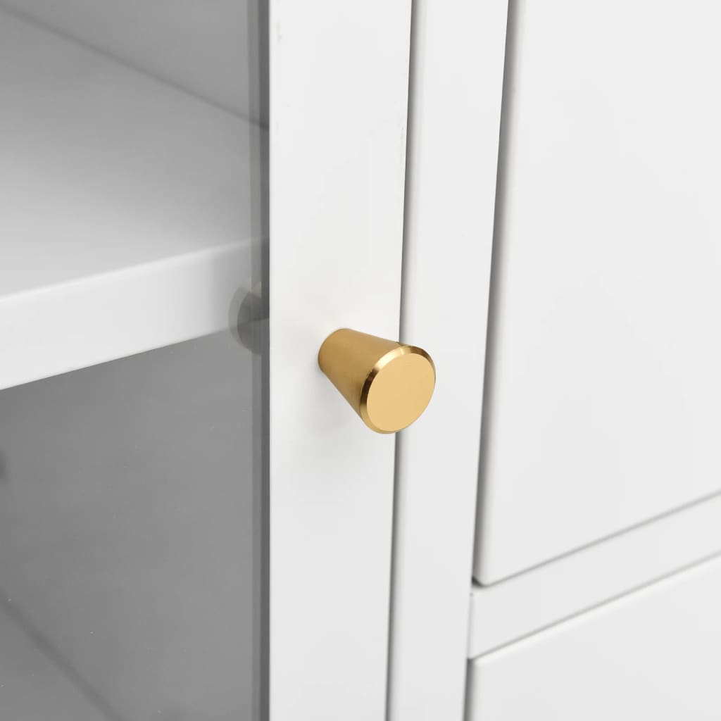 Credenza Bianca 105x35x70 cm in Acciaio e Vetro Temperato 336077