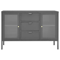 Credenza Antracite 105x35x70 cm in Acciaio e Vetro Temperato 336078