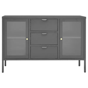 Credenza Antracite 105x35x70 cm in Acciaio e Vetro Temperato 336078
