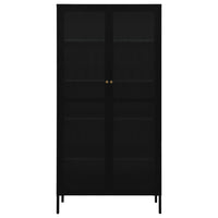 Vetrina Nera 90x40x180 cm in Acciaio e Vetro Temperato