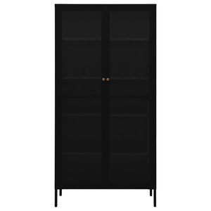 Vetrina Nera 90x40x180 cm in Acciaio e Vetro Temperato