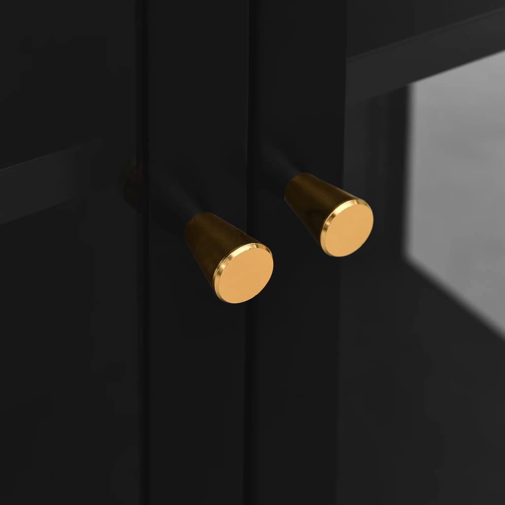 Vetrina Nera 90x40x180 cm in Acciaio e Vetro Temperato