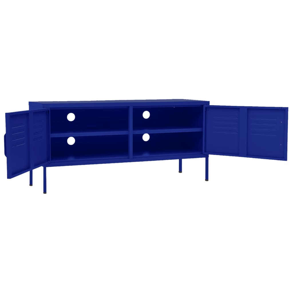 Mobile TV-Credenza TV-Console TV Blu Marino 105x35x50 cm in Acciaio