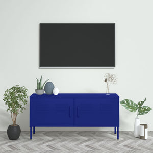 Mobile TV-Credenza TV-Console TV Blu Marino 105x35x50 cm in Acciaio