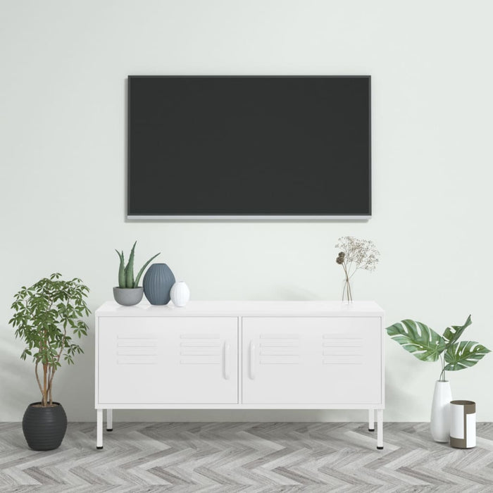 Mobile TV-Credenza TV-Console TV Bianco 105x35x50 cm in Acciaio
