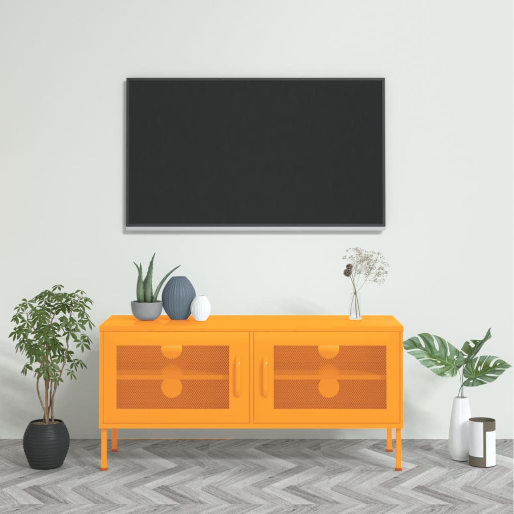 Mobile TV-Credenza TV-Console TV Giallo Senape 105x35x50 cm in Acciaio 683957