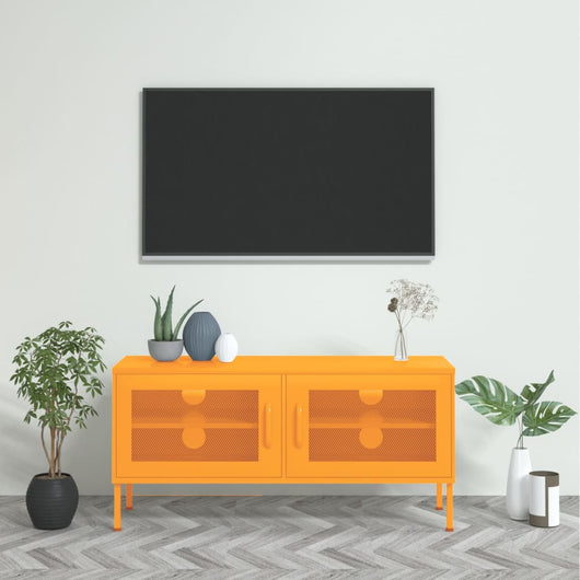 Mobile TV-Credenza TV-Console TV Giallo Senape 105x35x50 cm in Acciaio 683957