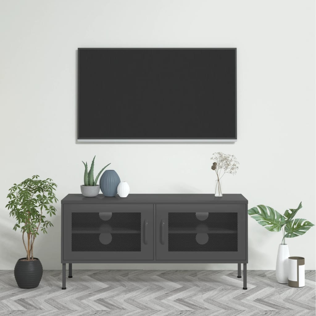 Mobile TV-Credenza TV-Console TV Antracite 105x35x50 cm in Acciaio 860715