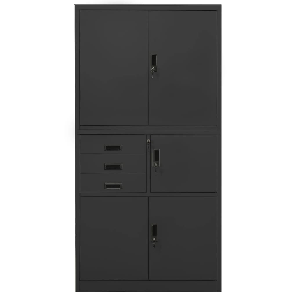 Armadio per Ufficio Antracite 90x40x180 cm in Acciaio 336416