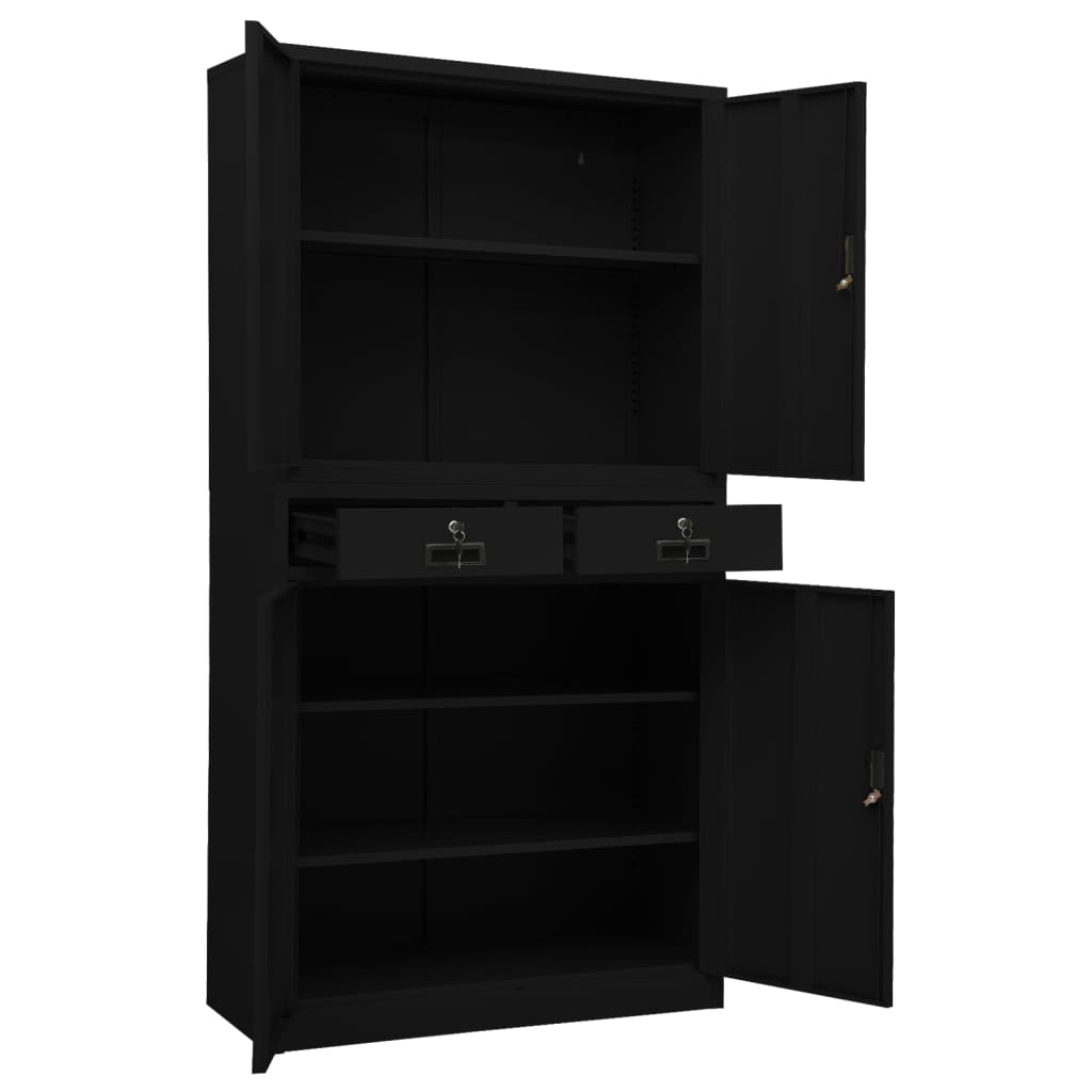Armadio per Ufficio Nero 90x40x180 cm in Acciaio 336419