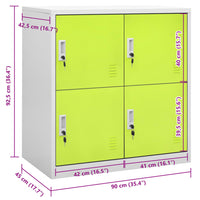 Armadietto a Chiave Grigio Chiaro e Verde 90x45x92,5 cm Acciaio