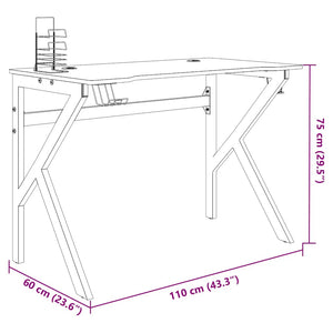 Scrivania da Gaming con Gambe a K Nera 110x60x75 cm 325402