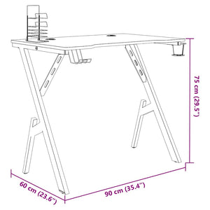 vidaXL Scrivania da Gaming con Gambe a Y Nera 90x60x75 cm