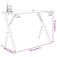 Scrivania da Gaming con Gambe a Y Nera 110x60x75 cm 325406