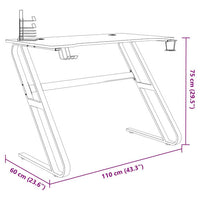Scrivania da Gaming con Gambe a ZZ Nera 110x60x75 cm 325412