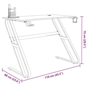 Scrivania da Gaming con Gambe a ZZ Nera 110x60x75 cm 325412
