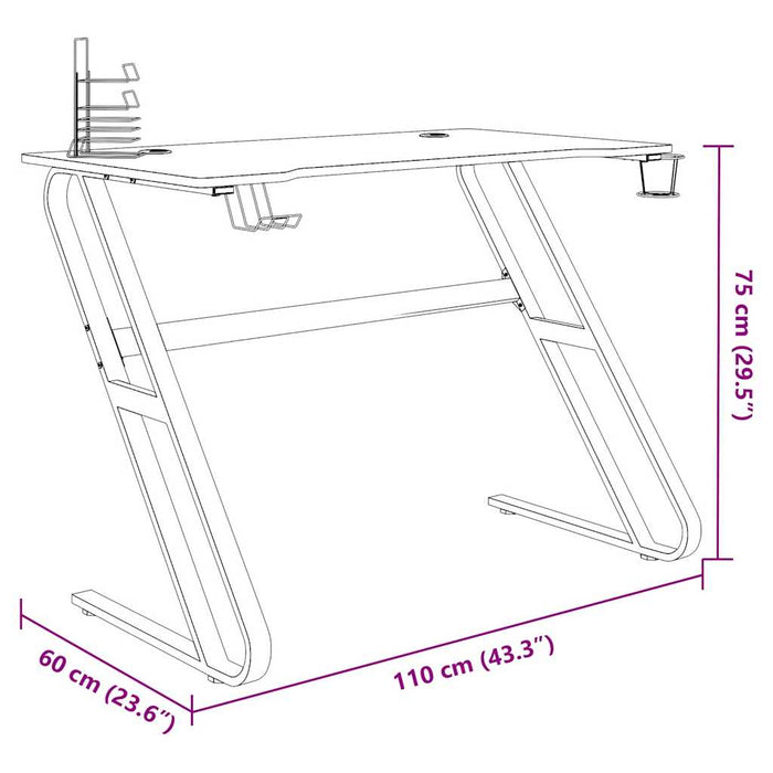 Scrivania da Gaming con Gambe a ZZ Nera 110x60x75 cm 325412