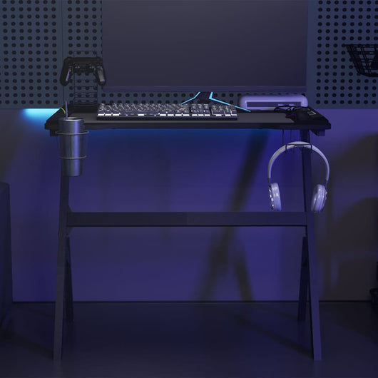 Scrivania da Gaming con LED e Gambe a Y Nera 90x60x75 cmcod mxl 73443