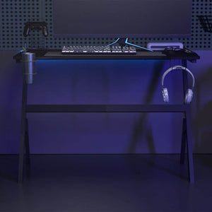 Scrivania da Gaming con LED e Gambe a Y Nera 110x60x75 cmcod mxl 128539