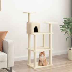 Albero per Gatti con Tiragraffi in Sisal Crema 118,5 cm 171427
