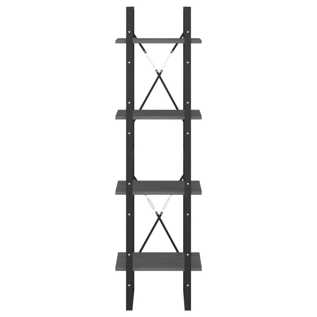 Libreria a 4 Ripiani Grigia 40x30x140 cm in Massello di Pino