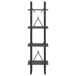 Libreria a 4 Ripiani Grigia 40x30x140 cm in Massello di Pino