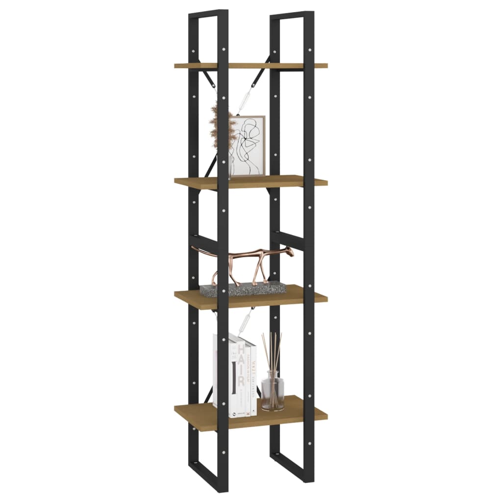 Libreria a 4 Ripiani Marrone 40x30x140 cm in Massello di Pino